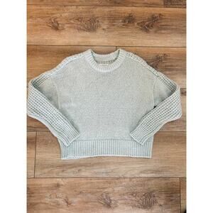 Abercrombie & Fitch Cropped Knit Sweater Medium Blue Green